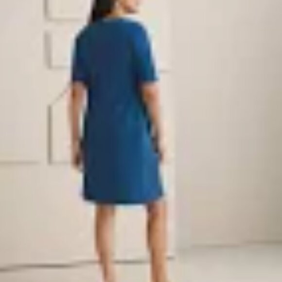 Chicos Ponte T-Shirt Dress Stretchy, pockets + elbow length sleeves size 0 = 4/6 - Picture 4 of 8